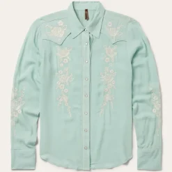 Aqua Rayon Crepe Western Blouse