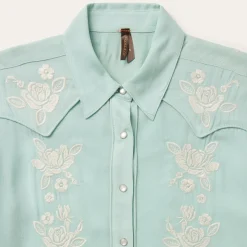 Aqua Rayon Crepe Western Blouse