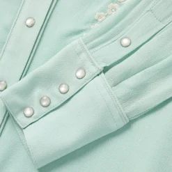 Aqua Rayon Crepe Western Blouse