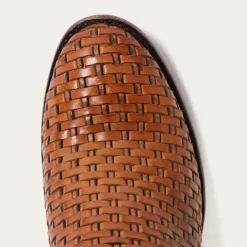 Basketweave Side Zip Ankle Boot