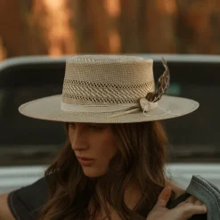 Batterson Straw Flat Brim Hat