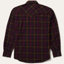 Black Wine Plaid Flannel Western Shirt