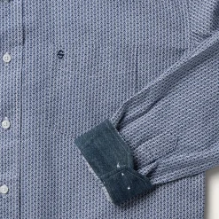 Blue Deco Geo Print Button Front Shirt