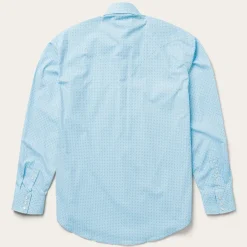 Blue Lattice Print Western Shirt