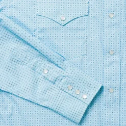Blue Lattice Print Western Shirt