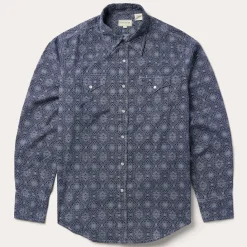 Blue Medallion Print Western Shirt
