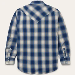 Blue Ombre Plaid Western Shirt