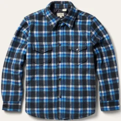Blue Plaid Quilted Shirt Jacket