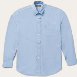 Blue Solid One-Pocket Snap-Front Shirt
