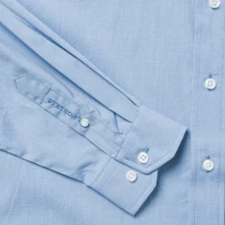 Blue Solid One-Pocket Snap-Front Shirt