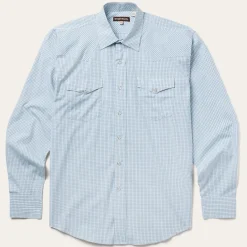 Blue Two Stripe Check Western Shirt
