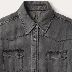 Boyfriend Fit Button Denim Tencel Blouse