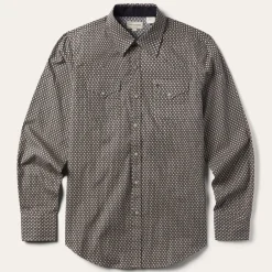 Brown Diamond Print Western Shirt