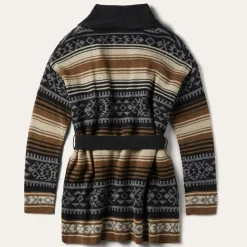 Brown Serape Belted Cardigan