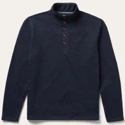 Button-Front Blue Pullover Knit Sweater
