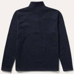 Button-Front Blue Pullover Knit Sweater