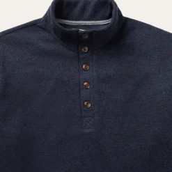 Button-Front Blue Pullover Knit Sweater