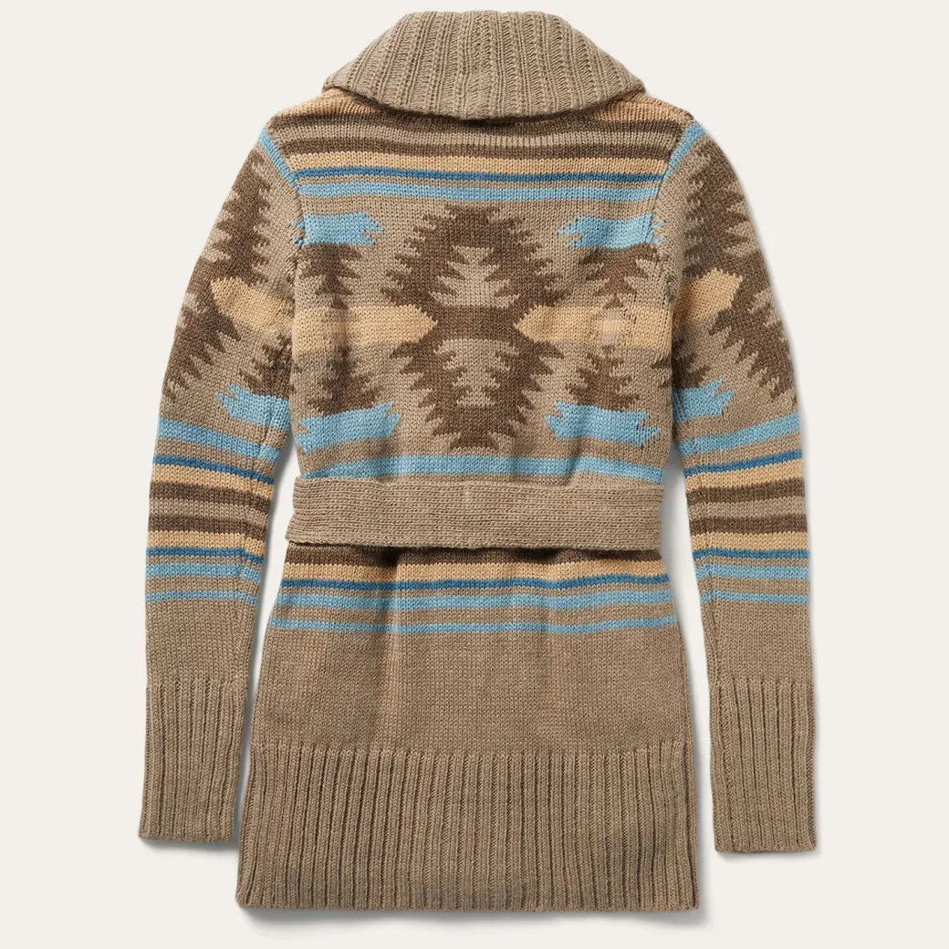 Chunky Knit Tie Sweater in Brown