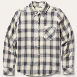 Classic Western Flannel Shirt in White Cream