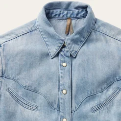 Curved Yoke Western Denim Top