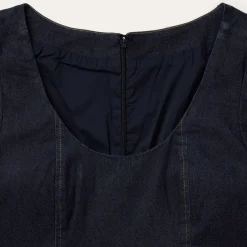 Dark Denim Dress With Contrast Top Stitching