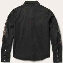Embroidered Black Denim Shirt
