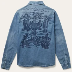 Embroidered Boyfriend Fit Denim Shirt