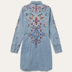 Embroidered Denim Shirt Dress