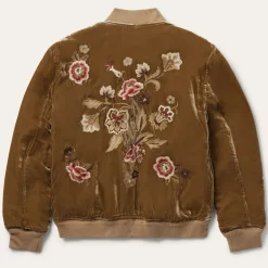 Embroidered Velvet Bomber Jacket