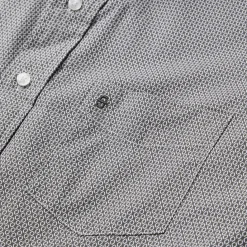 Grey Geo Print Button Front Shirt