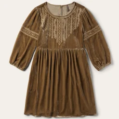 Khaki Velvet Babydoll Dress