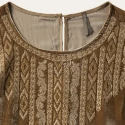 Khaki Velvet Babydoll Dress