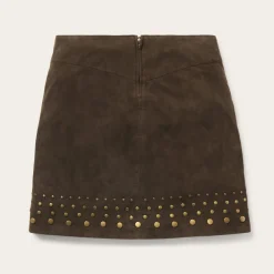 Lamb Suede Skirt with Nailheads