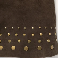 Lamb Suede Skirt with Nailheads