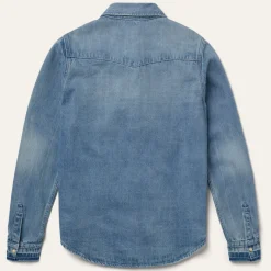 Loose Fit Denim Snap-Front Shirt
