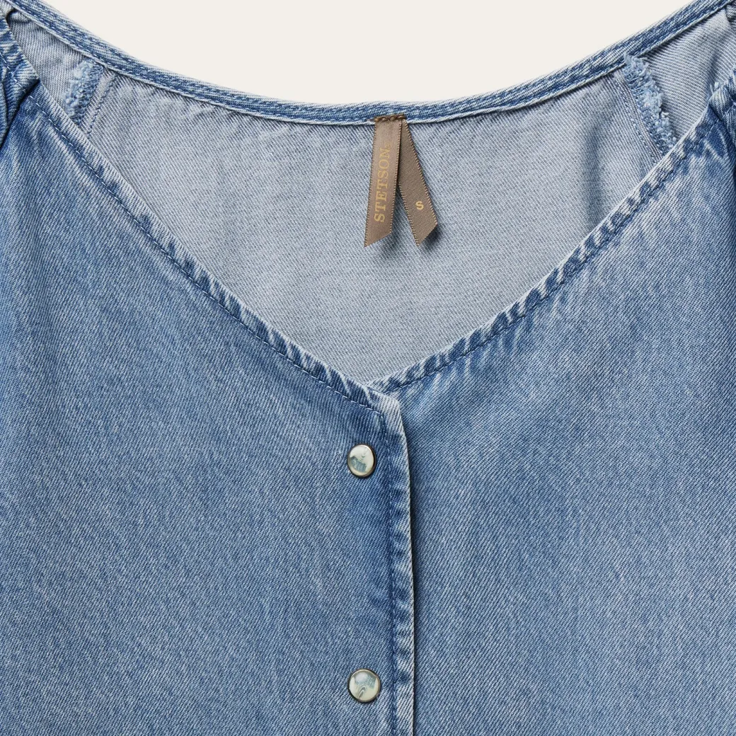 Lyocell Denim Snap Front Blouse
