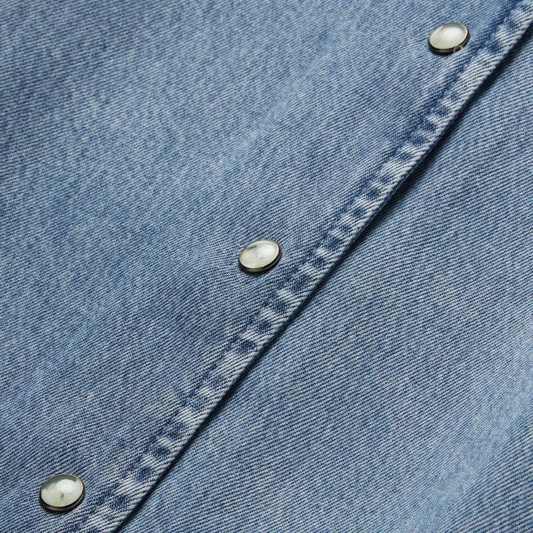 Lyocell Denim Snap Front Blouse