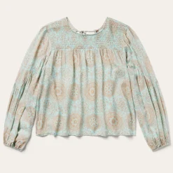 Mandala Print Peasant Blouse