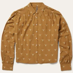 Mojave Longhorn Print Poet Blouse