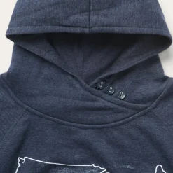 Navy Heather Fleece Knit Hooded Sweatshirt