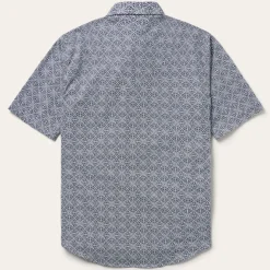 Navy Print Short Sleeve Western Shirt
