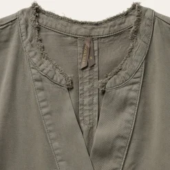 Olive Lyocell Twill Peasant Top