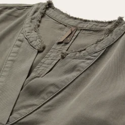 Olive Lyocell Twill Peasant Top