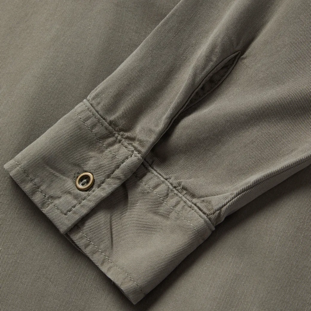 Olive Lyocell Twill Peasant Top