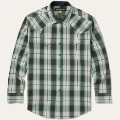 Olive Ombre Plaid Western Shirt