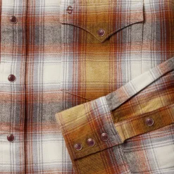 Rust Plaid Flannel Western Shirt