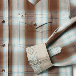 Sand Ombre Plaid Western Shirt