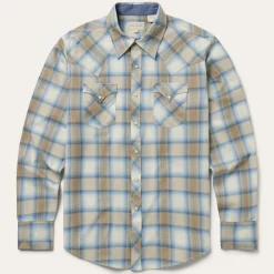 Sand Plaid Dobby Western Shirt