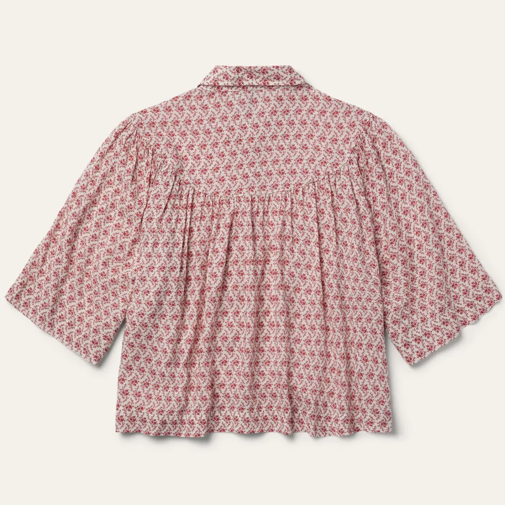 Short-Sleeved Cottage Floral Blouse