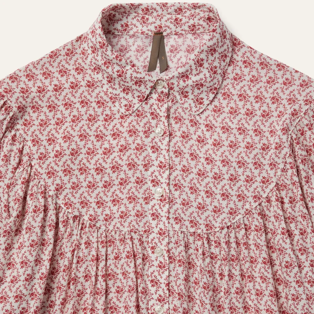 Short-Sleeved Cottage Floral Blouse